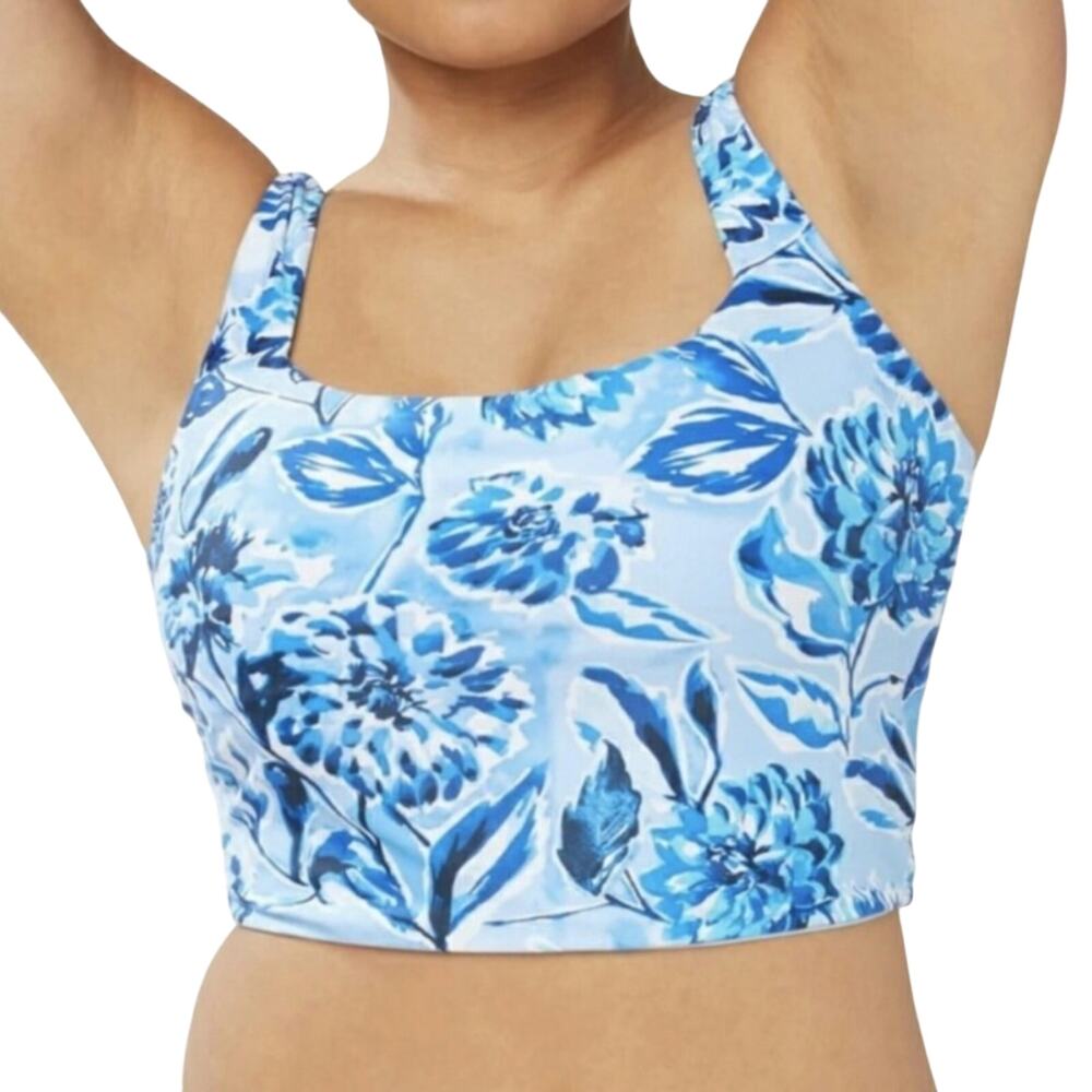 Andie Siren Tank Top Blue Floral Swimwear Bathing Suit Size XL New